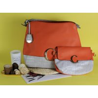 H1617 - Fashion 2pc Orange Handbag Set